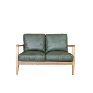Reid 2 Seater Green Leather