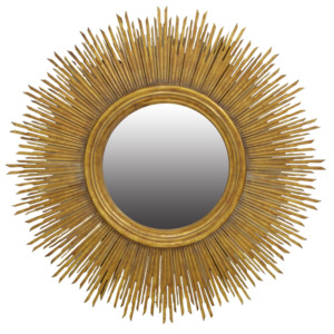Products: Round Mahogany Sun Mirror – Gold Finish