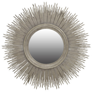 Products: Round Mahogany Sun Mirror Silver Finish