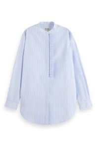 Scotch Soda: Placket Ruffle Shirt | Mystic Blue and White