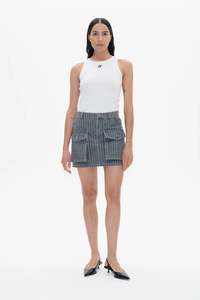 Sali Skirt | Grey Pinstripe Denim
