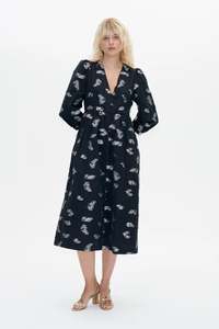 Asina Dress | Black Bouquet Jacquard