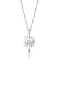 Sun Necklace with 1 x 5mm Teardrop Freshwater Pearl | Silver