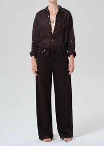 Brynn Drawstring Trouser | Chocolate Linen