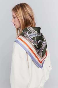 Sale Juliette Hogan: Carousel Classic Silk Scarf | Olive Multi
