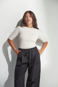 Balance Rib T-Shirt | Chalk