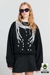 Broken Pearls Crewneck Sweatshirt | Black
