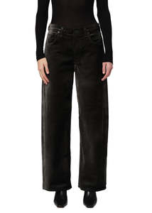 Denim: Ayla Baggy Velvet | Olive Leaf