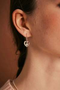Flaming Heart Pearl Drop Earrings | Stirling Silver
