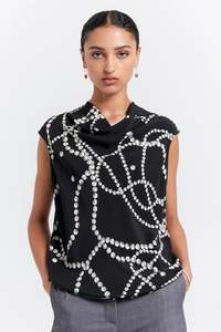 Sale Karen Walker: Runaway Pearls Cowl Top | Black