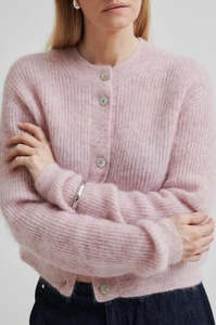 Andrea Knit Rib LS Cardi | Sepia Rose