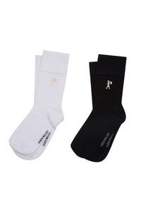 Runaway Embroidered Socks 2 Pack | Black/White