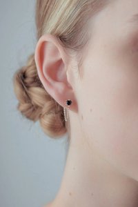 In Stock Items Only: Cupid's Heart & Chain Studs | Silver Onyx