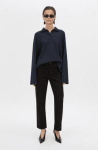 Moreno Long Sleeve Polo Top | Navy