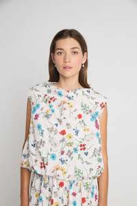 Power pop top | Cream floral