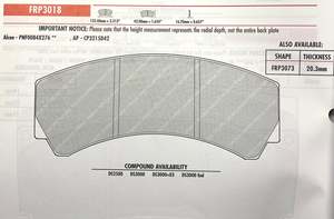 Ferodo FRP3018R Brake Pads DS3000