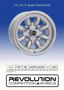 13 Inch Wheels: Revolution 13 x 7.0 8 Spoke 4x114 ET0
