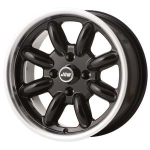 JBW 15 x 7.0 minilight 4x108 et0 Black Metal Polished Lip (sold as set 4)