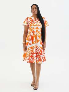 KAMATA ORANGE ILA KEYHOLE MIDI DRESS