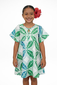 Panikeke Kids: HULITIA BLUE ILA KEYHOLE GIRLS DRESS