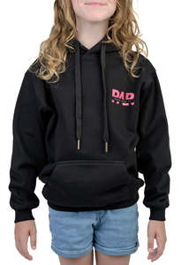 Frontpage: PAP | Black Hoodie | Pink Logo | Kids