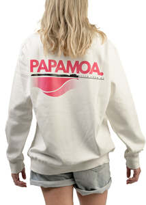 Papamoa: PAP | Warm White Crewneck | Pink Logo | Adults