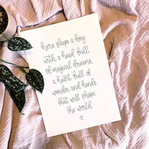 Clearance: Here Sleeps a Boy | PRINT SAMPLE