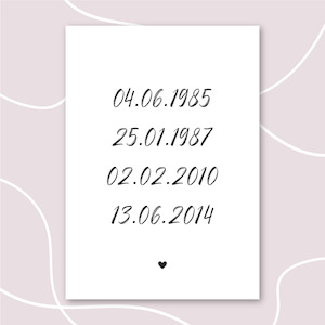 Family Prints: Family Dates Personalised Print