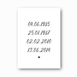 Printable Downloads: Family Dates Print: A Personalised Family Milestone Print (Printable Download)