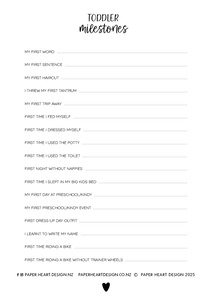 Toddler Milestone Keepsake Books: Free Toddler Progress Tracker: Printable Milestones and Habits Chart