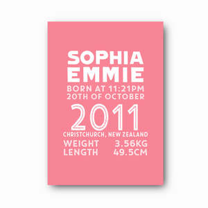 Printable Downloads: Statement Birth Print: A Personalised Baby Birth Print Keepsake (Printable Download)