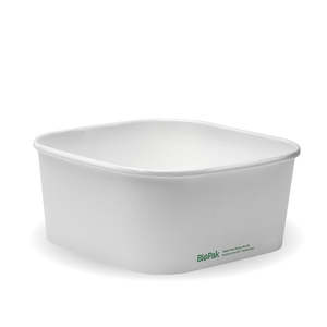 BioPak 1,400ml White BioBoard Square Takeaway Base