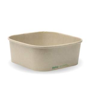 BioPak 1,200ml Kraft BioBoard Square Takeaway Base