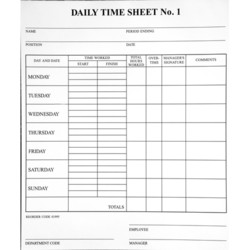 Office Supplies: Brenex pad daily time sheet 50 pages