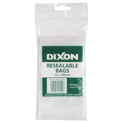 Resealable Bags: Dixon zip lock bags 75 x 100mm pack 50