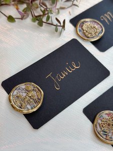 Products: Black & Gold Calligraphy Name Cards - Paper Pyaar - Paper Stationery and Signage