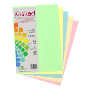 Craft Paper: Kaskad A4 Coloured Paper 80gsm 30 Pack