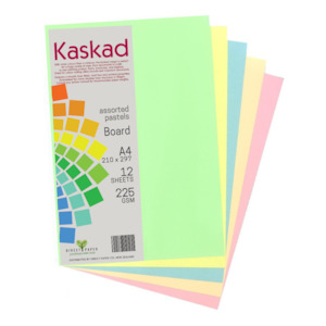 Kaskad A4 Coloured Board 225gsm 12 Pack
