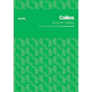 Stationery Account Books: Receipt Book Collins A5/4 Dl 100Lf Ncr