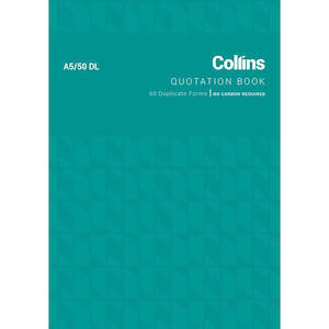 Stationery Account Books: Quotation Book Collins A5/50 Dl 50Lf Ncr