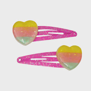 Gifts And Toys Children Children Other: Rainbow Heart Hair Clips