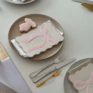 Event Stationery: 'JESS OWENS BABY SHOWER' BOW MENU & PLACE NAME SET