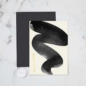 Happy Birthday: POP THE BUBBLY BLACK GREETING CARD