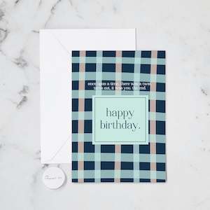 HB BLUE GINGHAM GREETING CARD