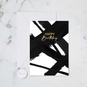 Happy Birthday: HAPPY BIRTHDAY BLACK AND WHITE GREETING CARD