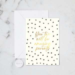 Kids Baby Cards: AMAZING PARENTS GOLD GREETING CARD