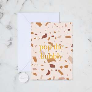 Celebrate Congratulations: POP THE BUBBLY TERRAZZO GREETING CARD