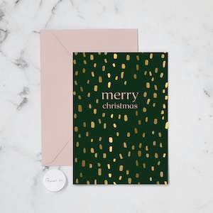 Christmas Holiday Cards: MAGICAL XMAS GREEN SPOTS GREETING CARD