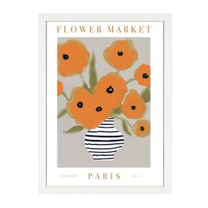 FLOWER MARKET PARIS ORANGE PRINT