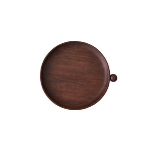 Gifts For Her: Wooden Circle Tray Large - Dark Brown